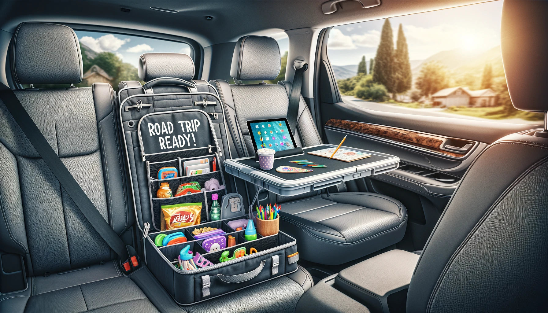Road Trip Ready! Car Backseat Organizer with Foldable Table