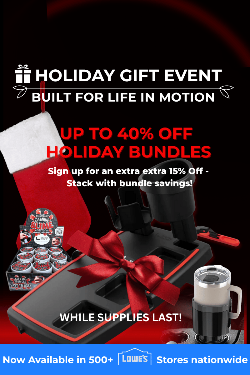 Promotional image for a holiday gift event with text and product display.