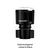 Universal car cup holder adapter expanding to fit large 40oz Yeti and Hydroflask water bottles in a center console.