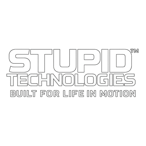 Logo of Stupid Technologies with tagline 'Built for life in motion' on a white background